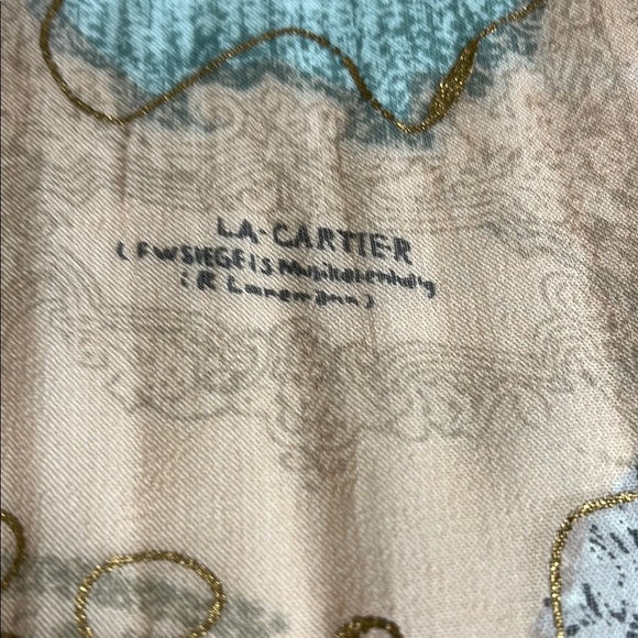 La Cartier Silk  shear Scarf with Gold Accents 60”L x 13” W . - Picture 1 of 16